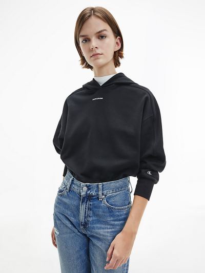 Calvin Klein Ruhák HU343686 | Calvin Klein Organic Cotton Női Kapucnis Pulóver Fekete